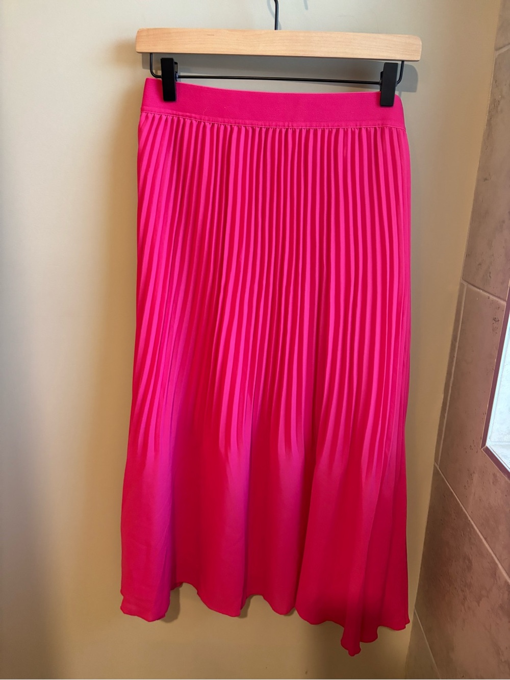 J. Crew Pleated Midi Skirt in Bright Pink